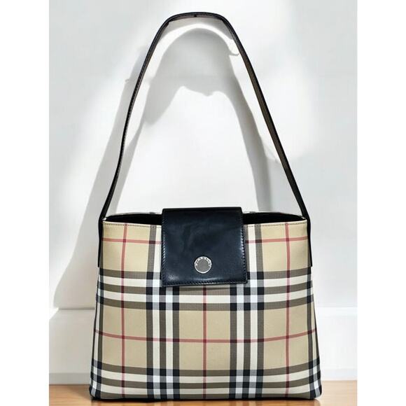 Vintage Burberry Coated Canvas Nova Check Shoulder Bag - Picture 1 of 16